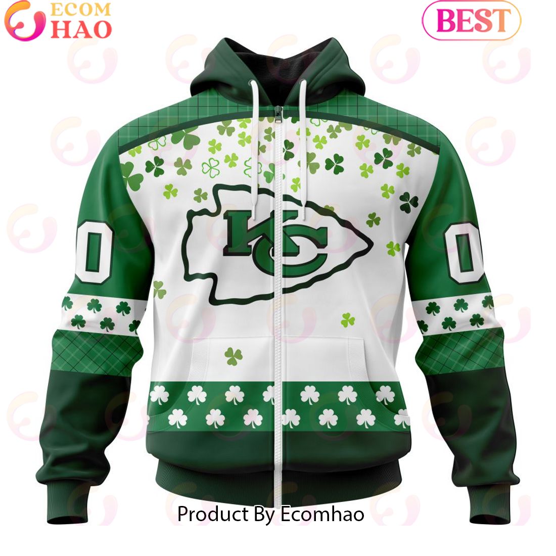 Personalized NFL Kansas City Chiefs Special Design For St. Patrick’s Day 3D Hoodie