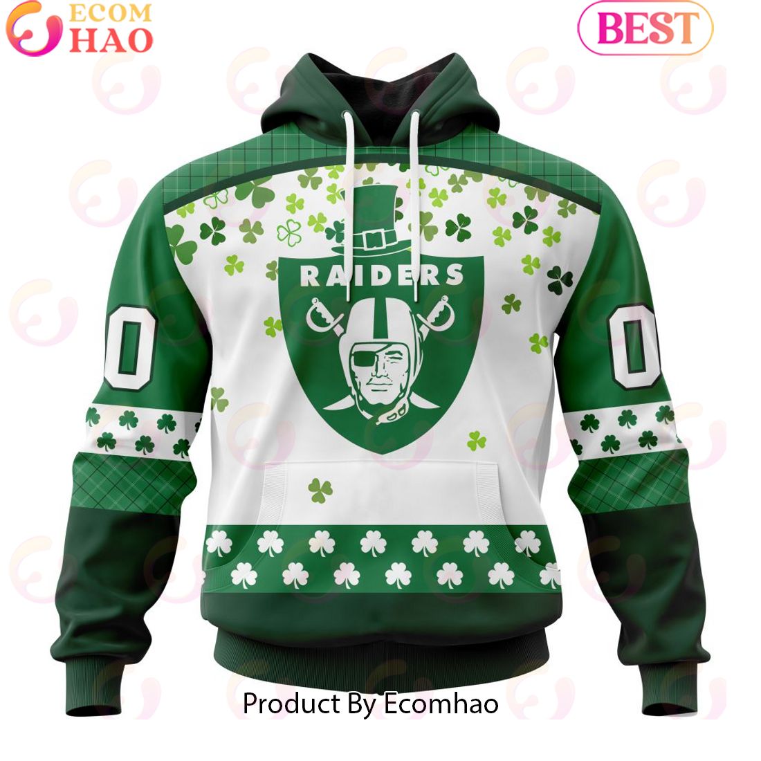 Personalized NFL Las Vegas Raiders Special Design For St. Patrick’s Day 3D Hoodie