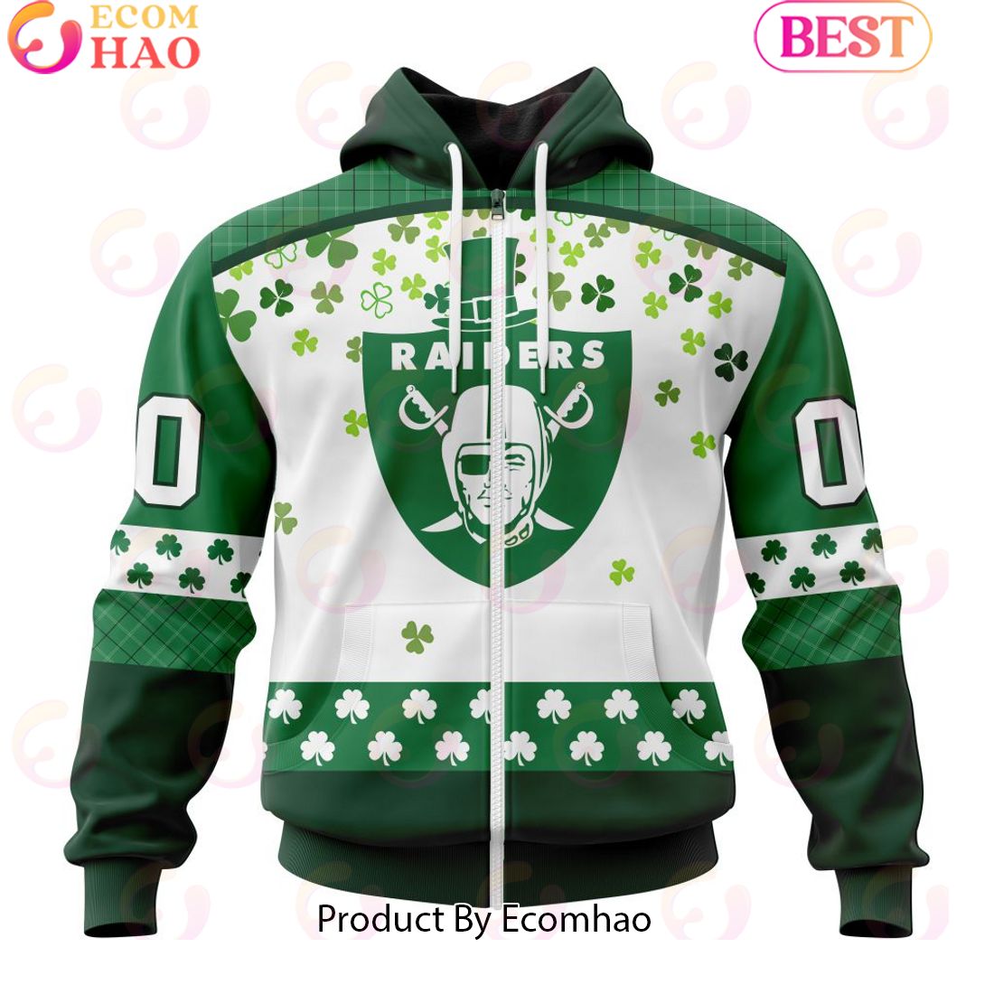 Personalized NFL Las Vegas Raiders Special Design For St. Patrick’s Day 3D Hoodie