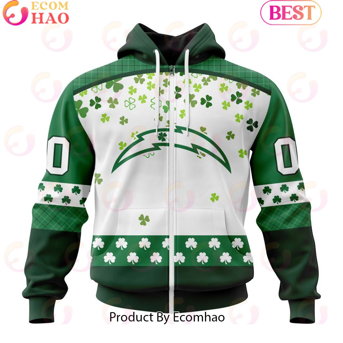 Personalized NFL Los Angeles Chargers Special Design For St. Patrick’s Day 3D Hoodie