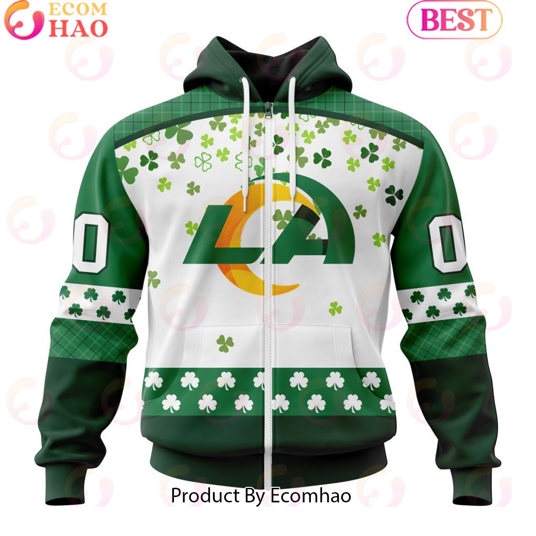 Personalized NFL Los Angeles Rams Special Design For St. Patrick’s Day 3D Hoodie