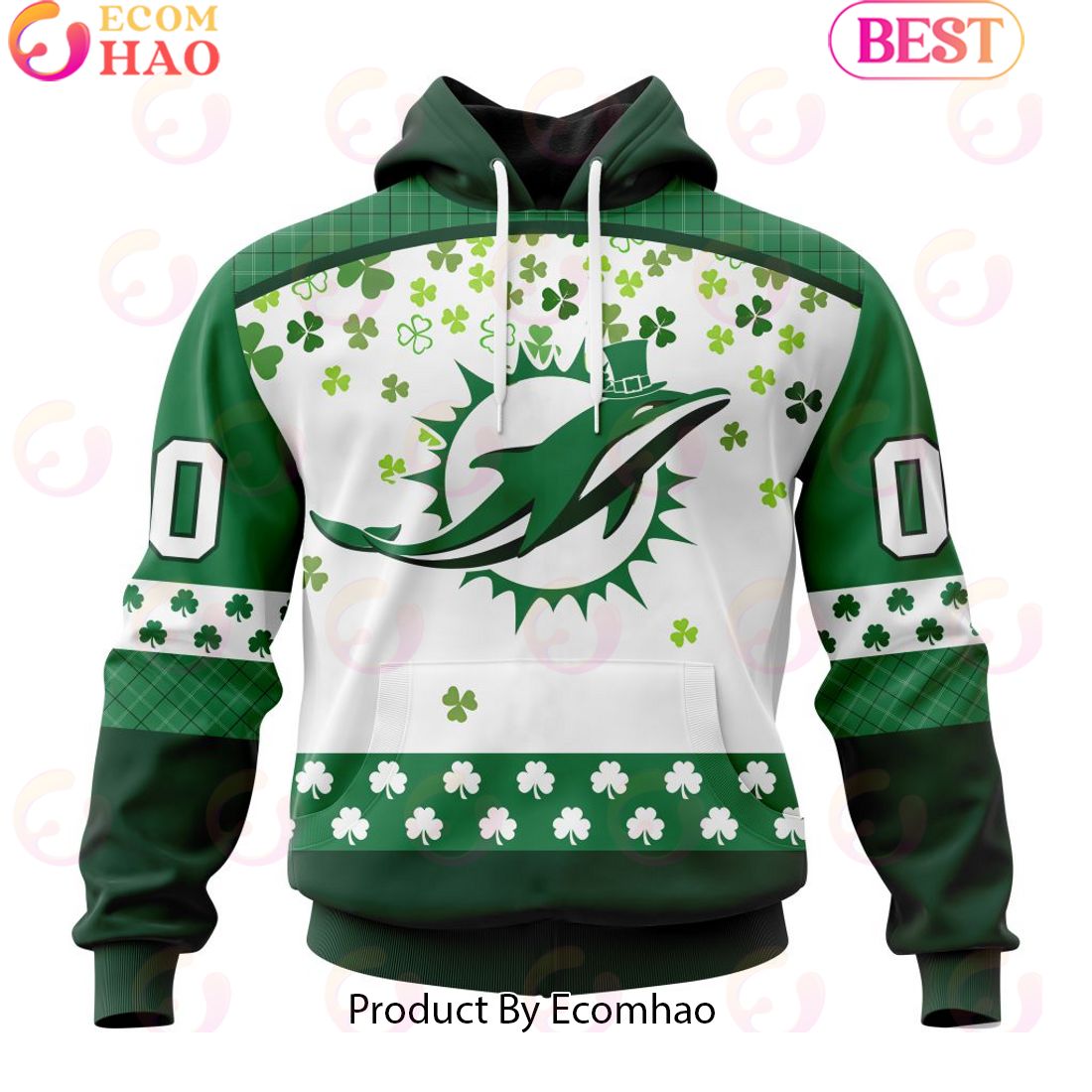 Personalized NFL Miami Dolphins Special Design For St. Patrick’s Day 3D Hoodie