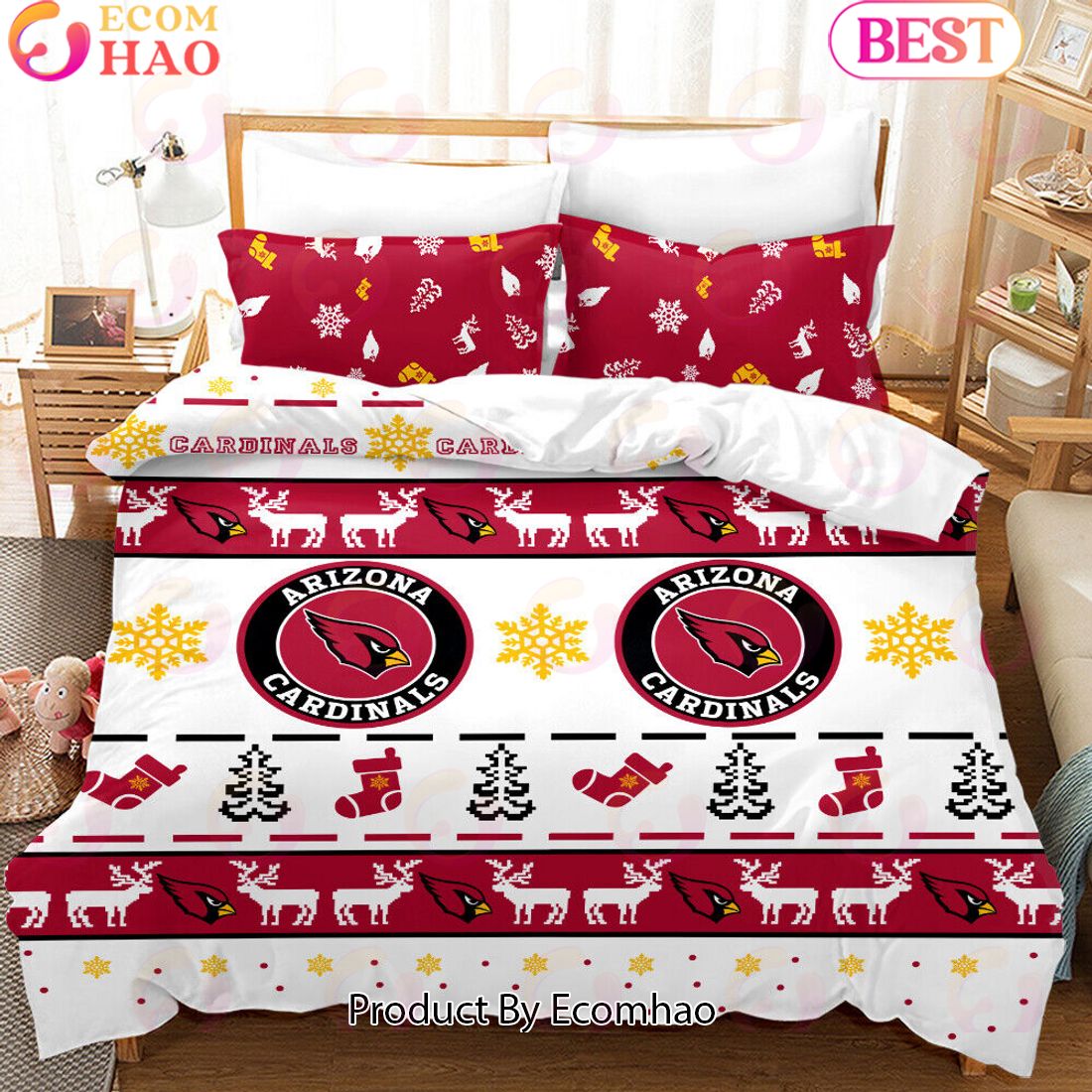 NFL Arizona Cardinals Special Christmas Design Bedding Set