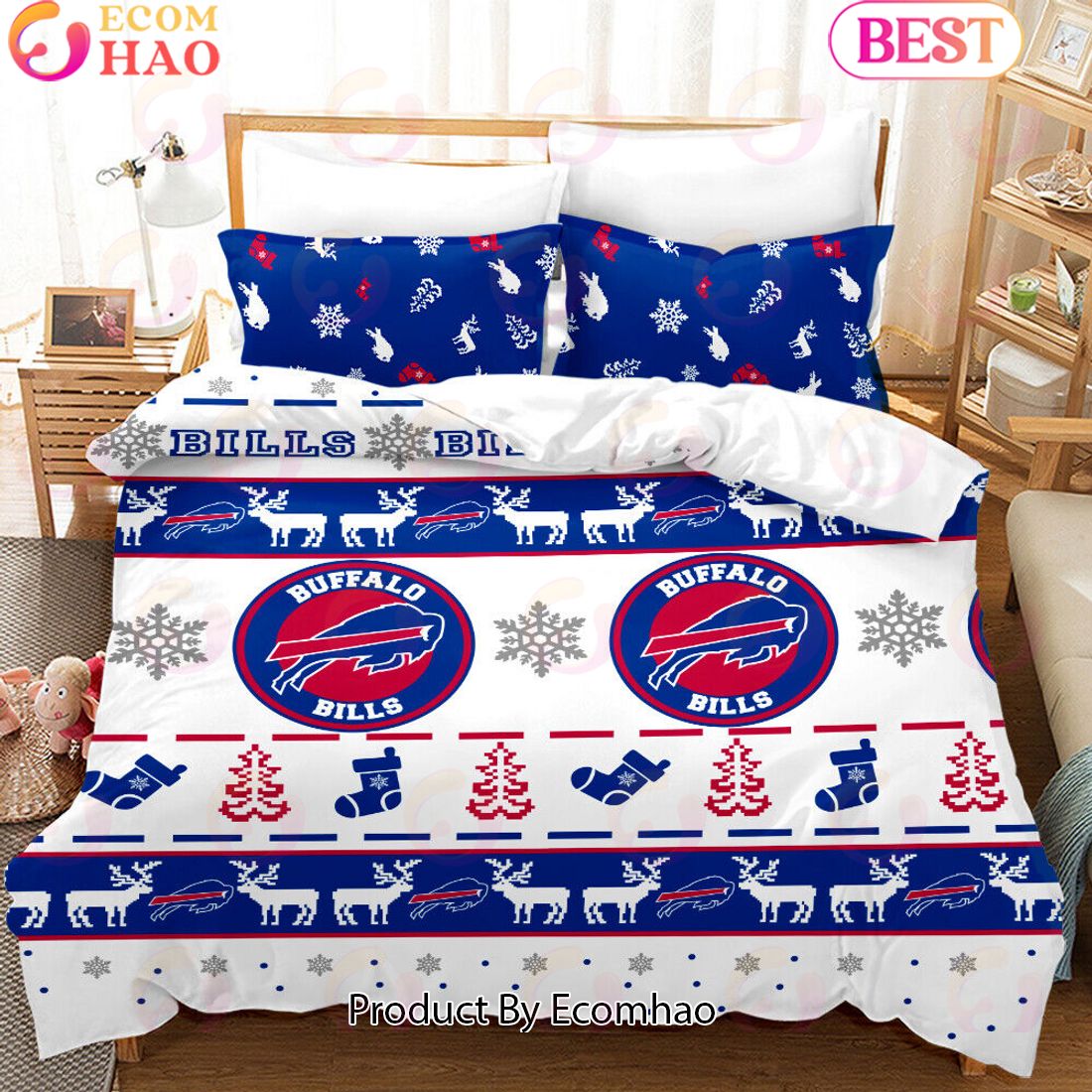 NFL Buffalo Bills Special Christmas Design Bedding Set