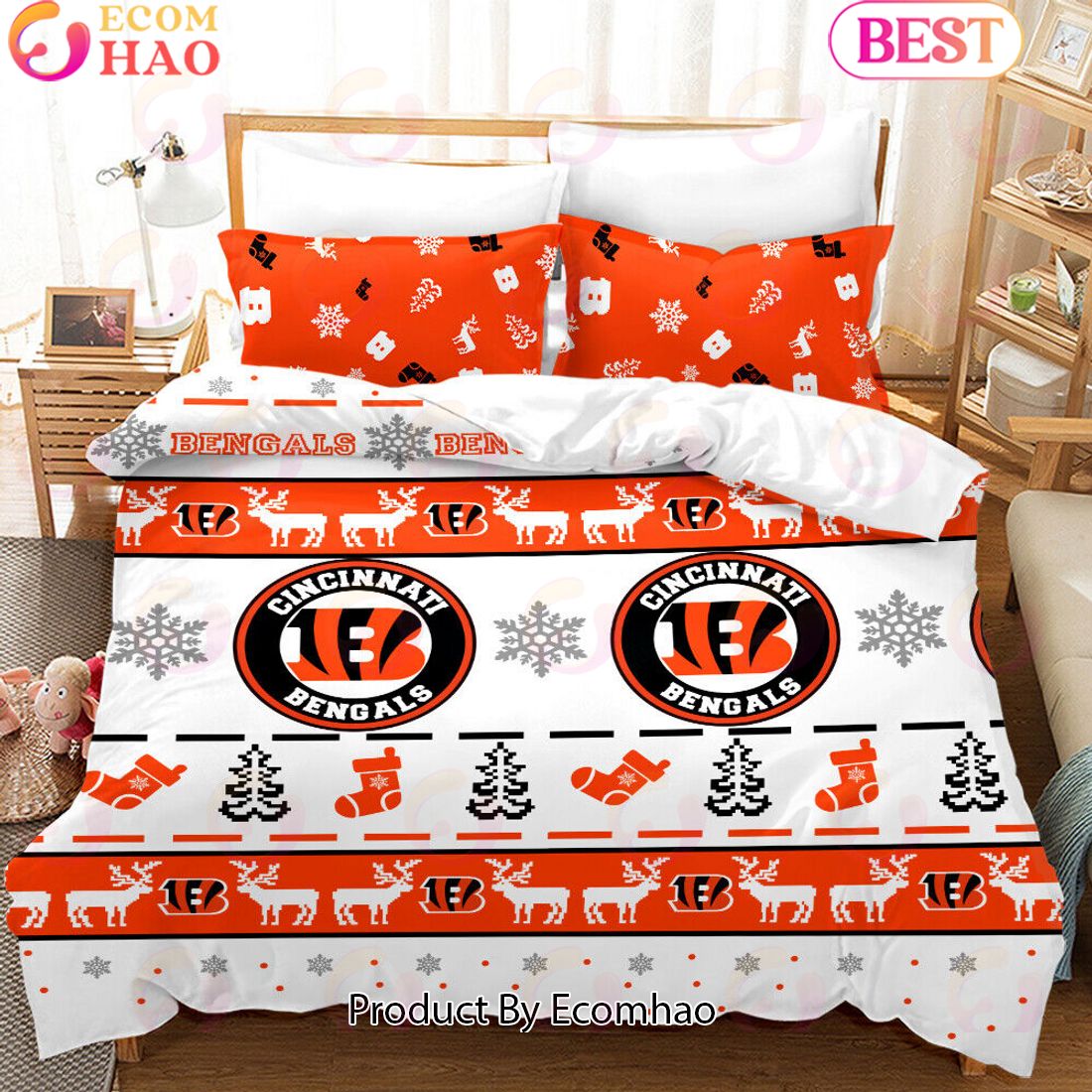 NFL Cincinnati Bengals Special Christmas Design Bedding Set