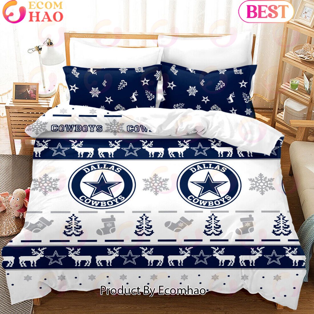 NFL Dallas Cowboys Special Christmas Design Bedding Set