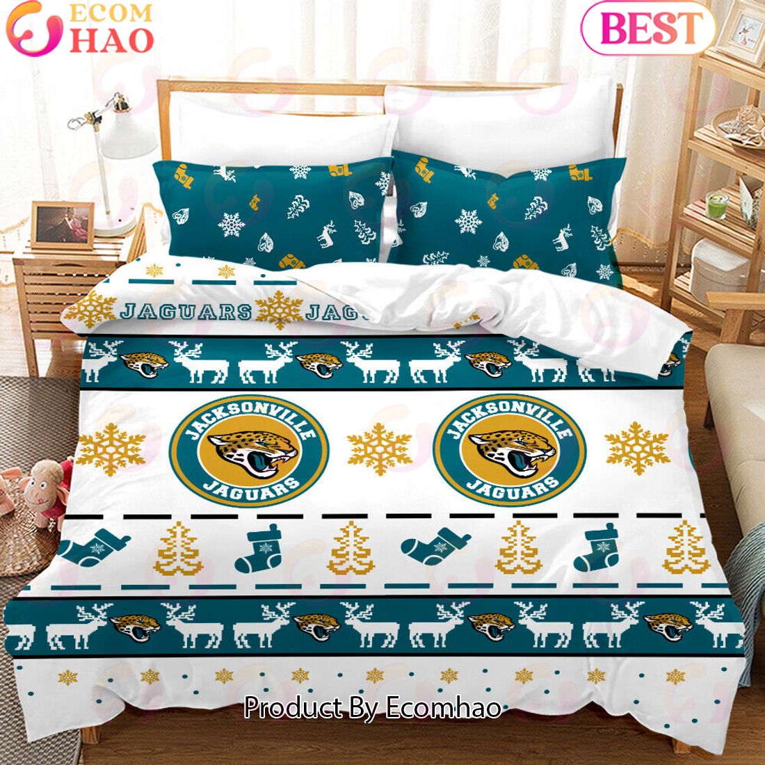 NFL Los Angeles Rams Special Christmas Design Bedding Set