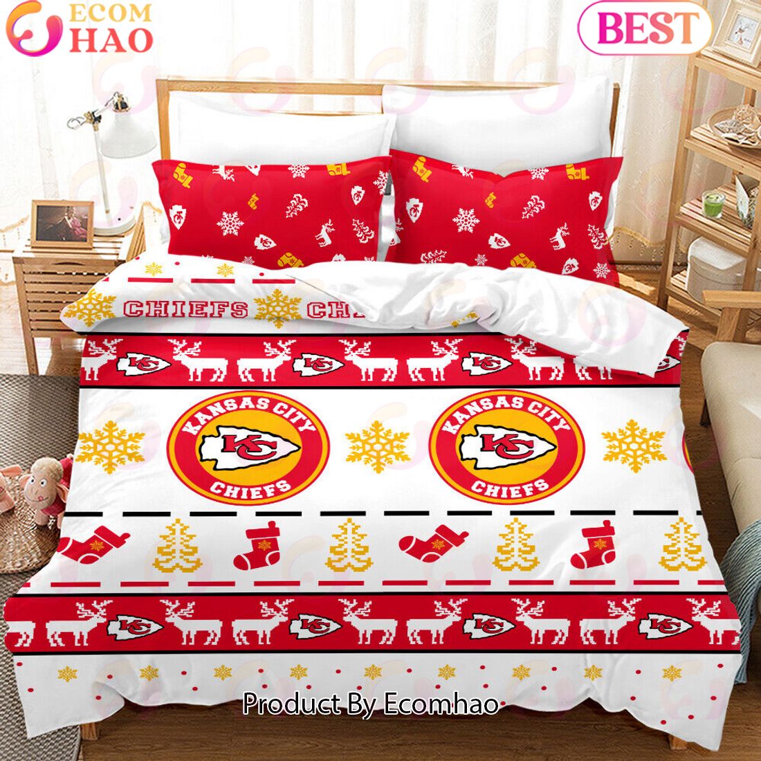 NFL Los Angeles Chargers Special Christmas Design Bedding Set