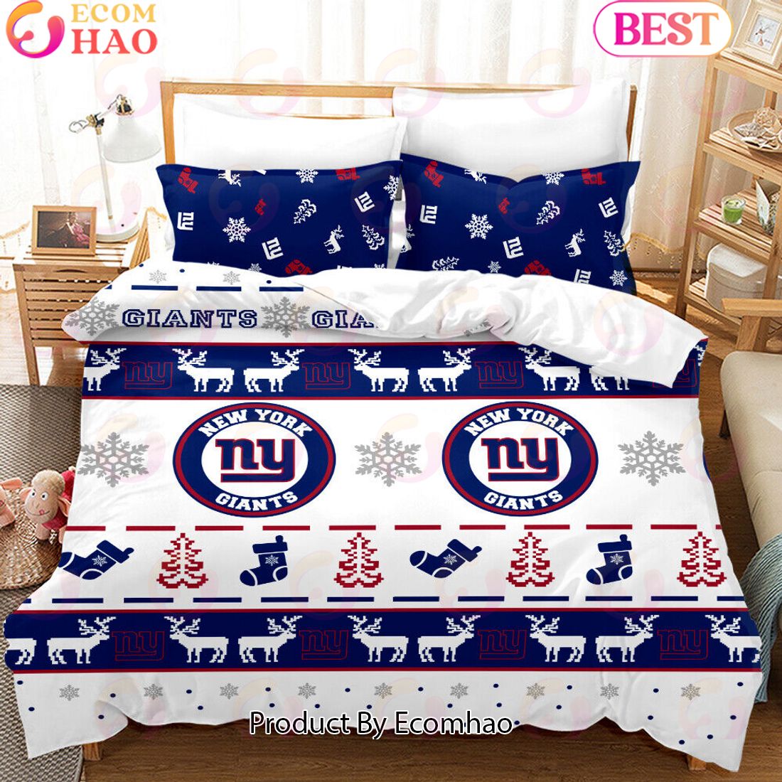 NFL New York Giants Special Christmas Design Bedding Set