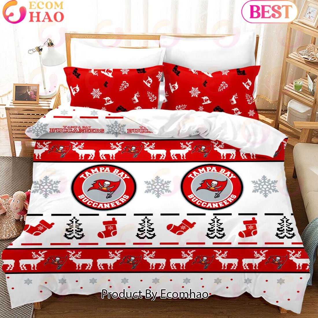 NFL Tampa Bay Buccaneers Special Christmas Design Bedding Set