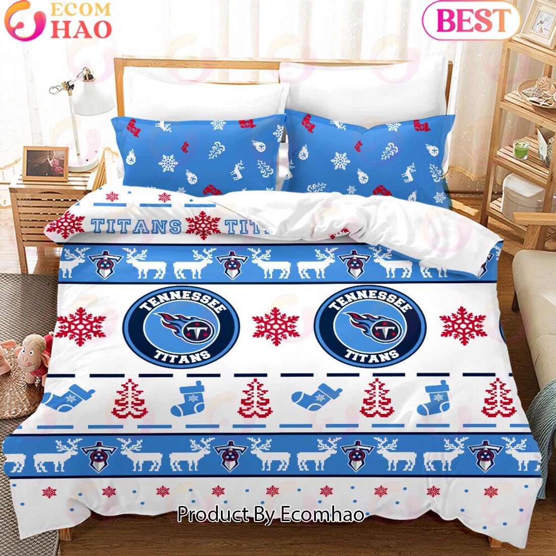 NFL Tennessee Titans Special Christmas Design Bedding Set