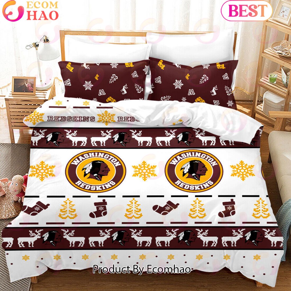 NFL Washington Commanders Special Christmas Design Bedding Set