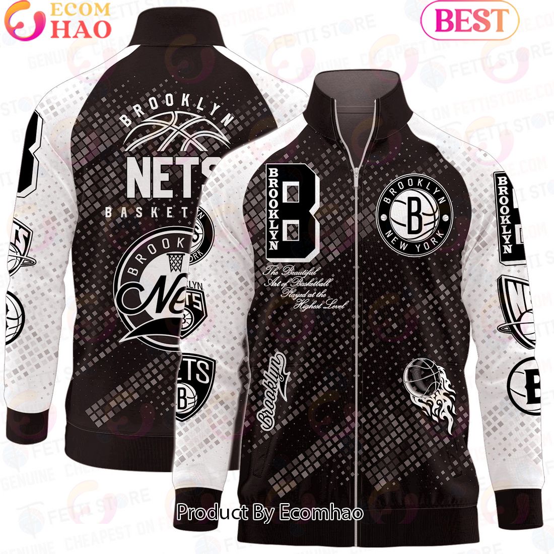 Brooklyn Nets National Basketball Association Stand Collar Zipper Jacket