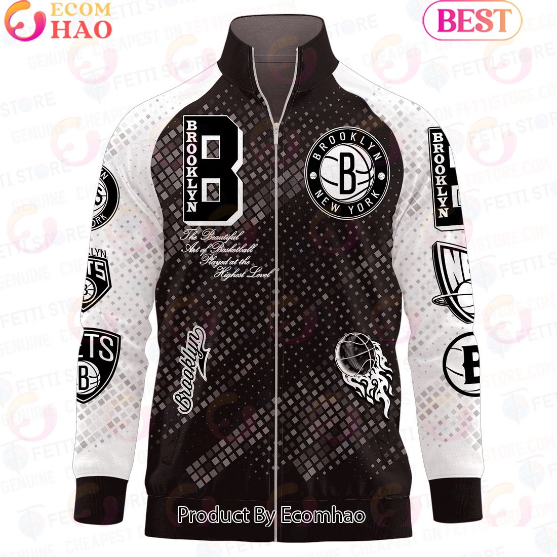 Brooklyn Nets National Basketball Association Stand Collar Zipper Jacket