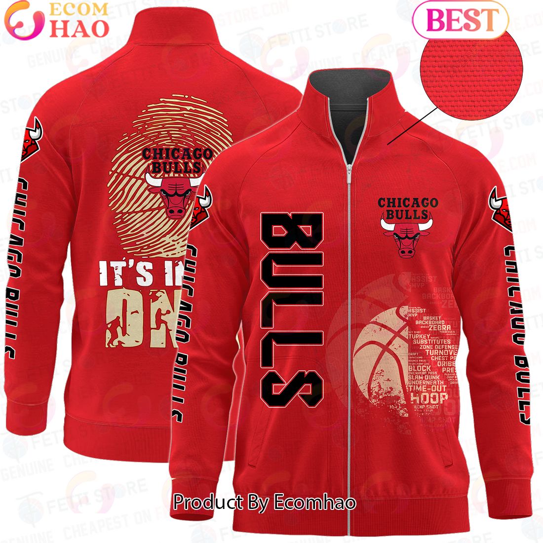 Chicago Bulls – NBA AOP Stand Collar Zipper Jacket