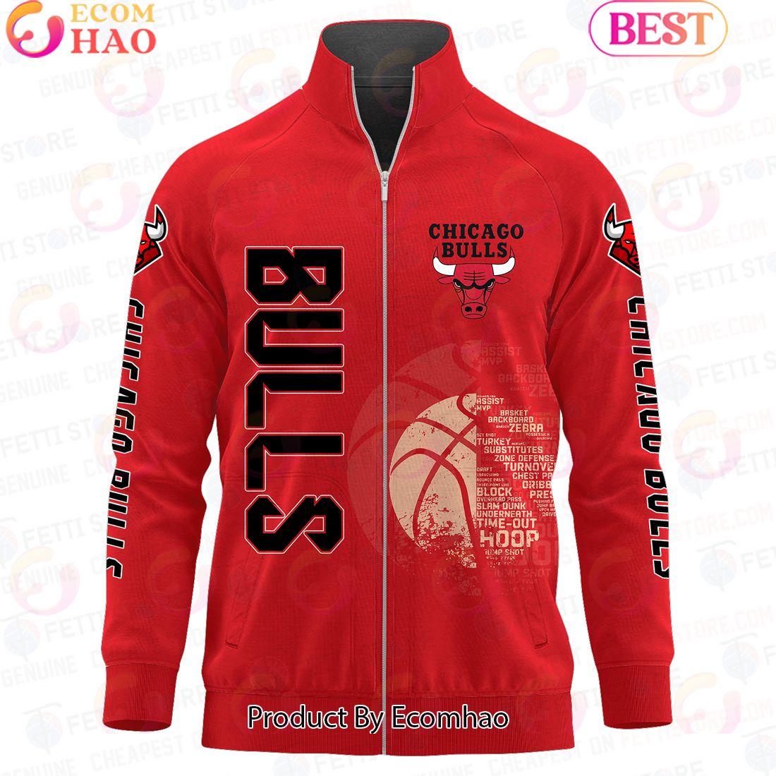 Chicago Bulls – NBA AOP Stand Collar Zipper Jacket