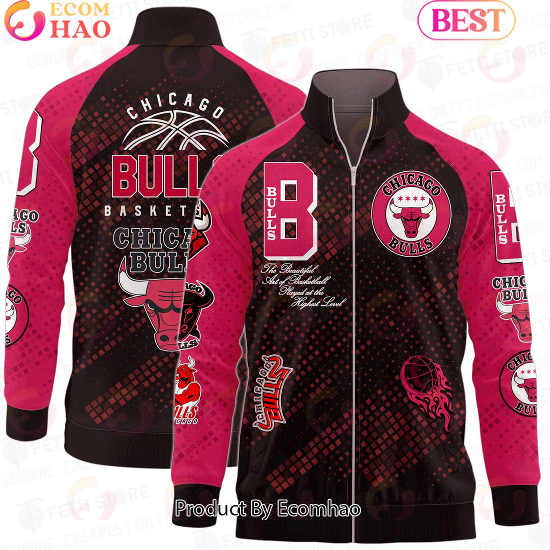 Chicago Bulls National Basketball Association Stand Collar Zipper Jacket