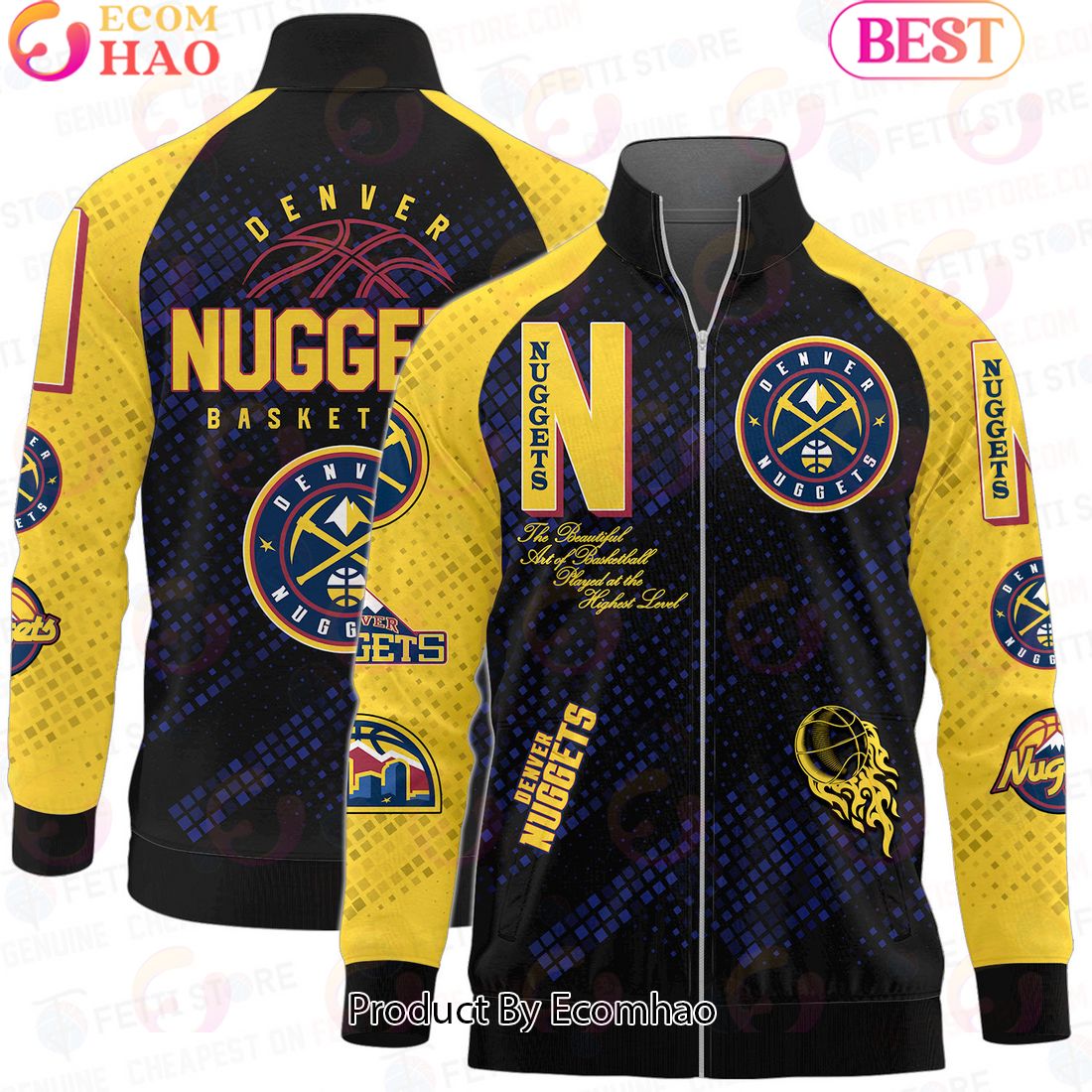 Denver Nuggets National Basketball Association Stand Collar Zipper Jacket