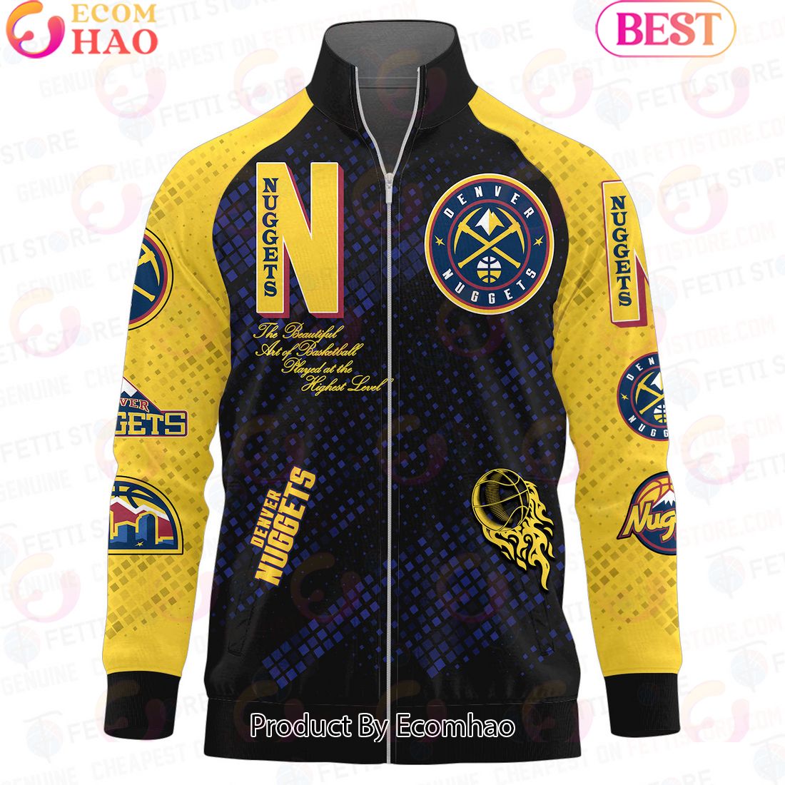 Denver Nuggets National Basketball Association Stand Collar Zipper Jacket