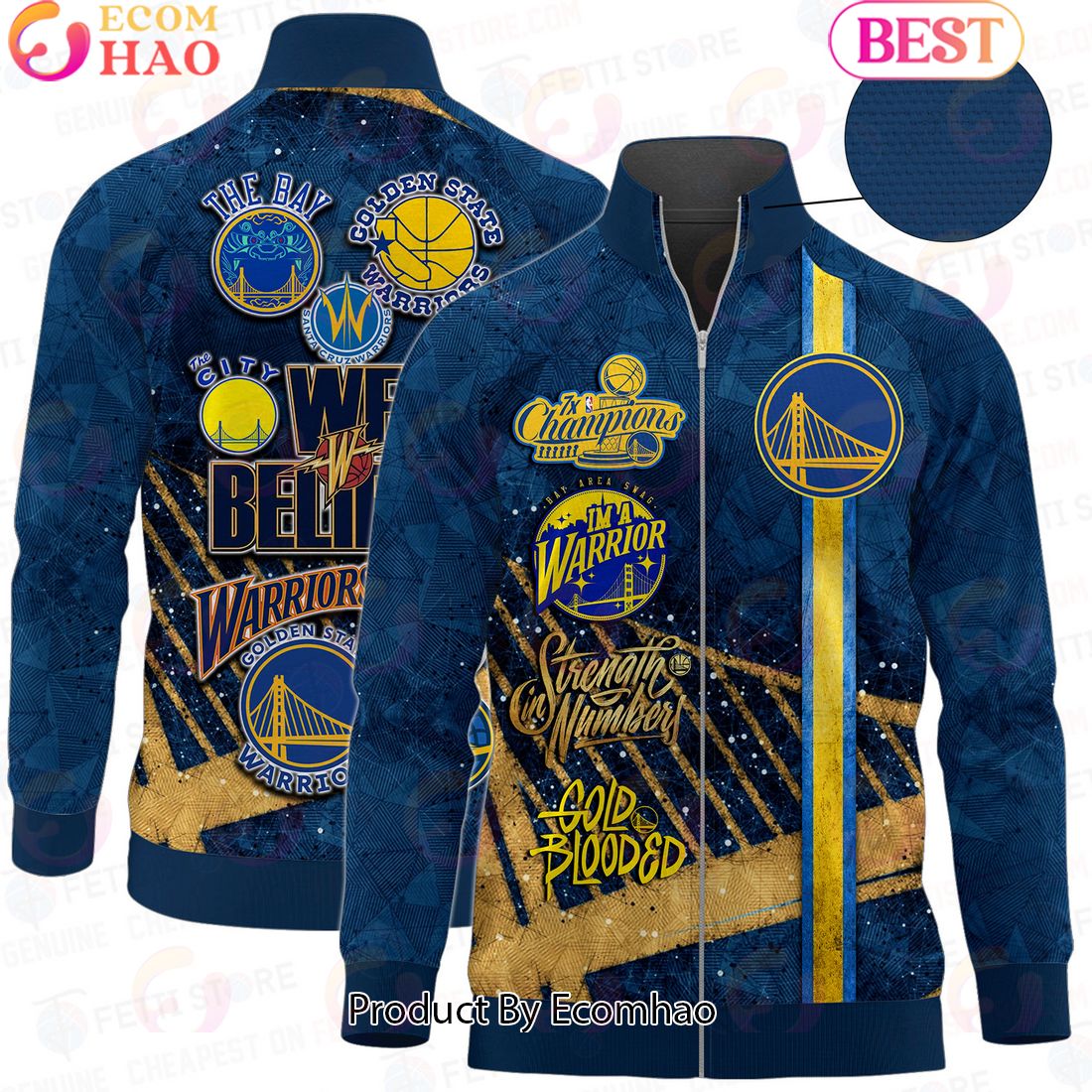 Golden State Warriors – NBA AOP Stand Collar Zipper Jacket