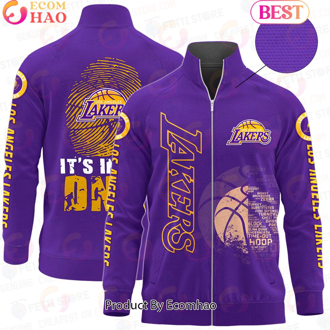 Los Angeles Lakers – NBA AOP Stand Collar Zipper Jacket