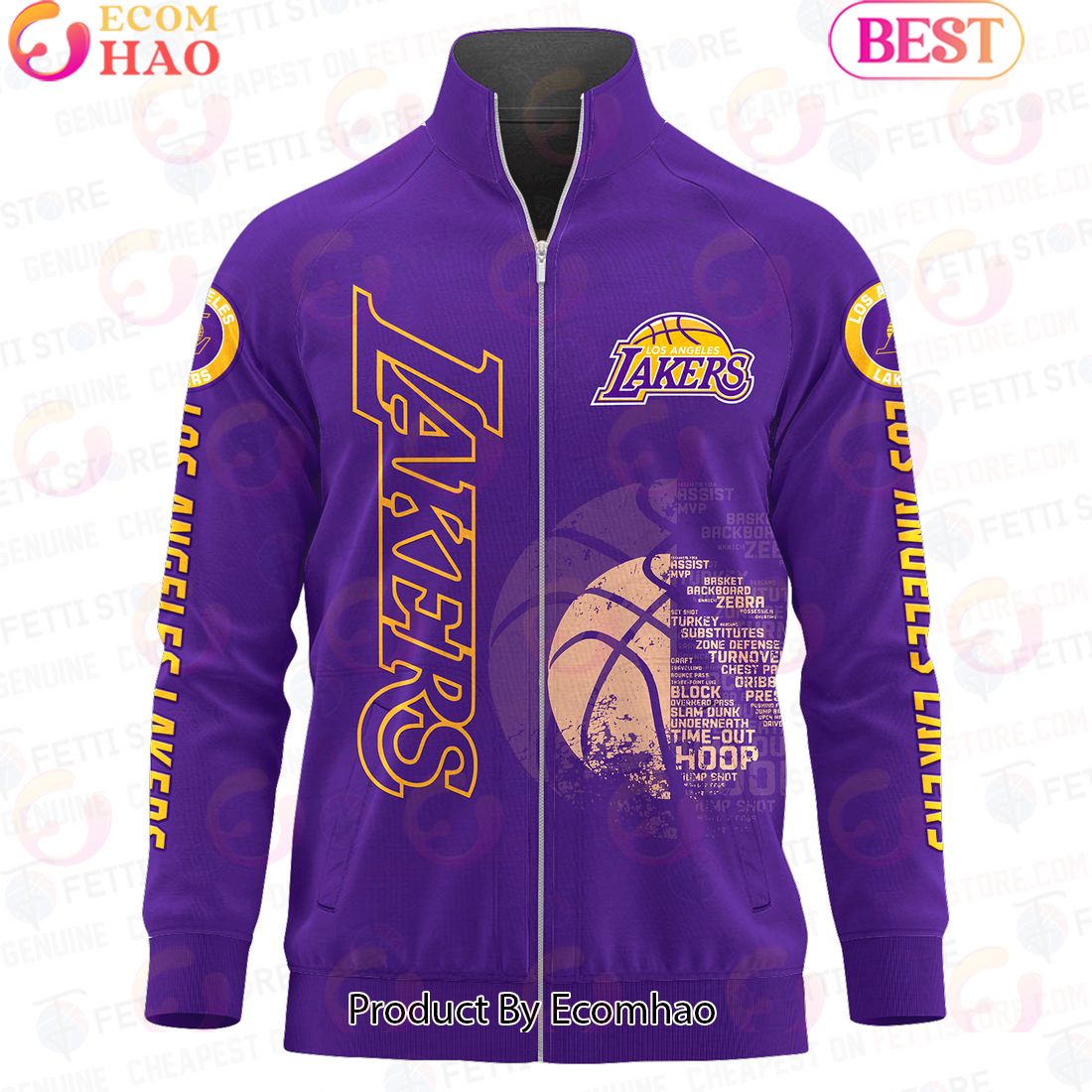 Los Angeles Lakers – NBA AOP Stand Collar Zipper Jacket