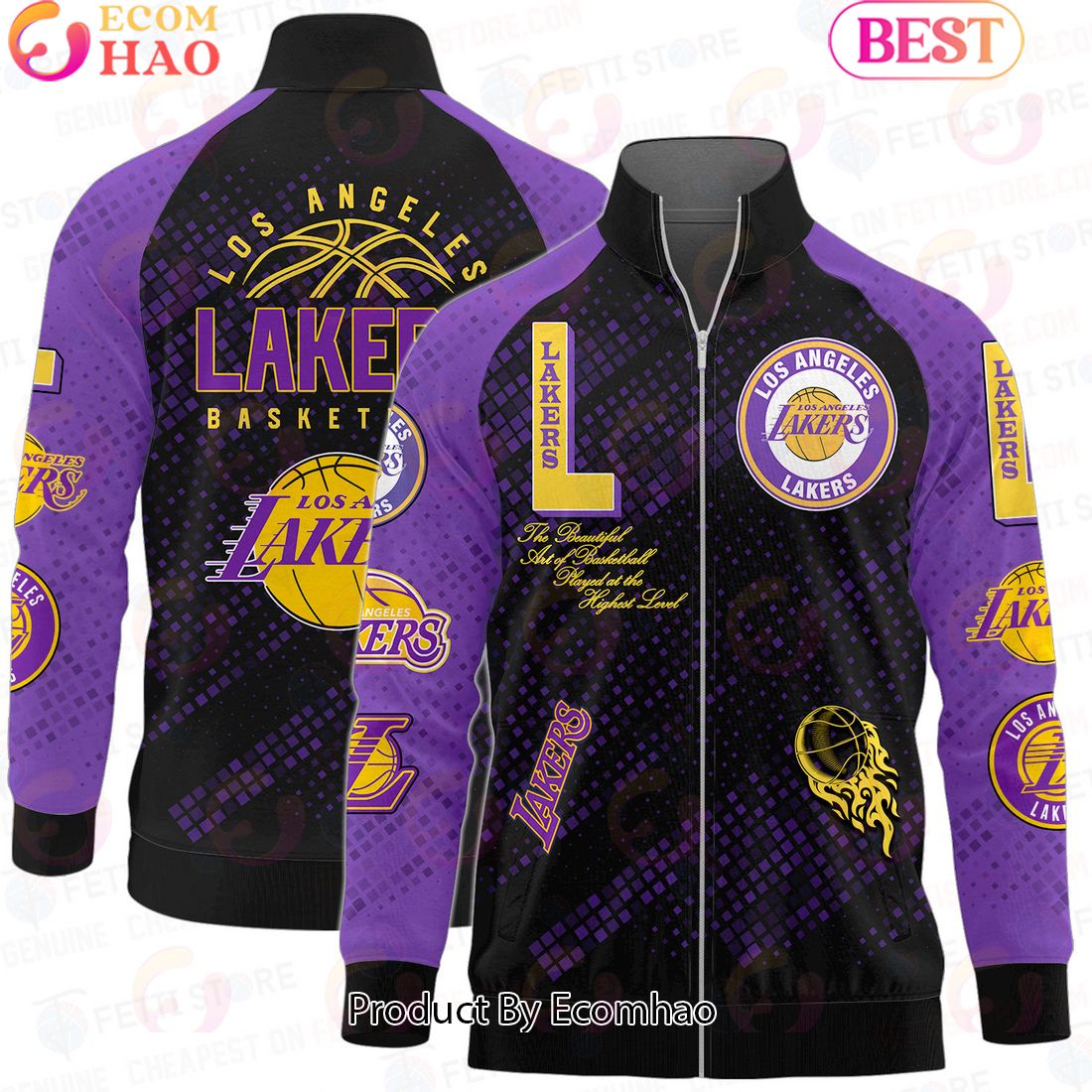 Los Angeles Lakers National Basketball Association Stand Collar Zipper Jacket