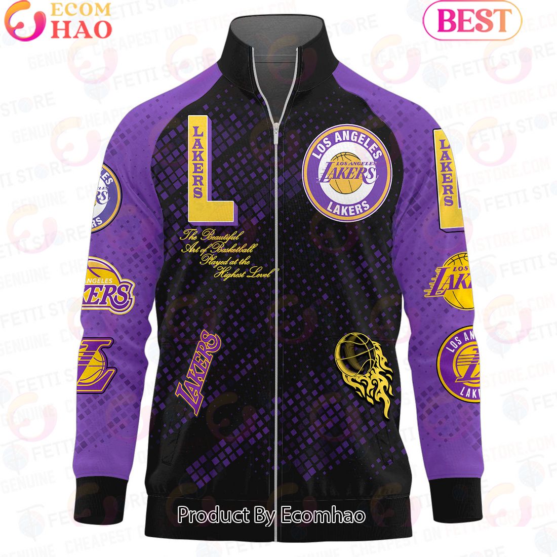 Los Angeles Lakers National Basketball Association Stand Collar Zipper Jacket