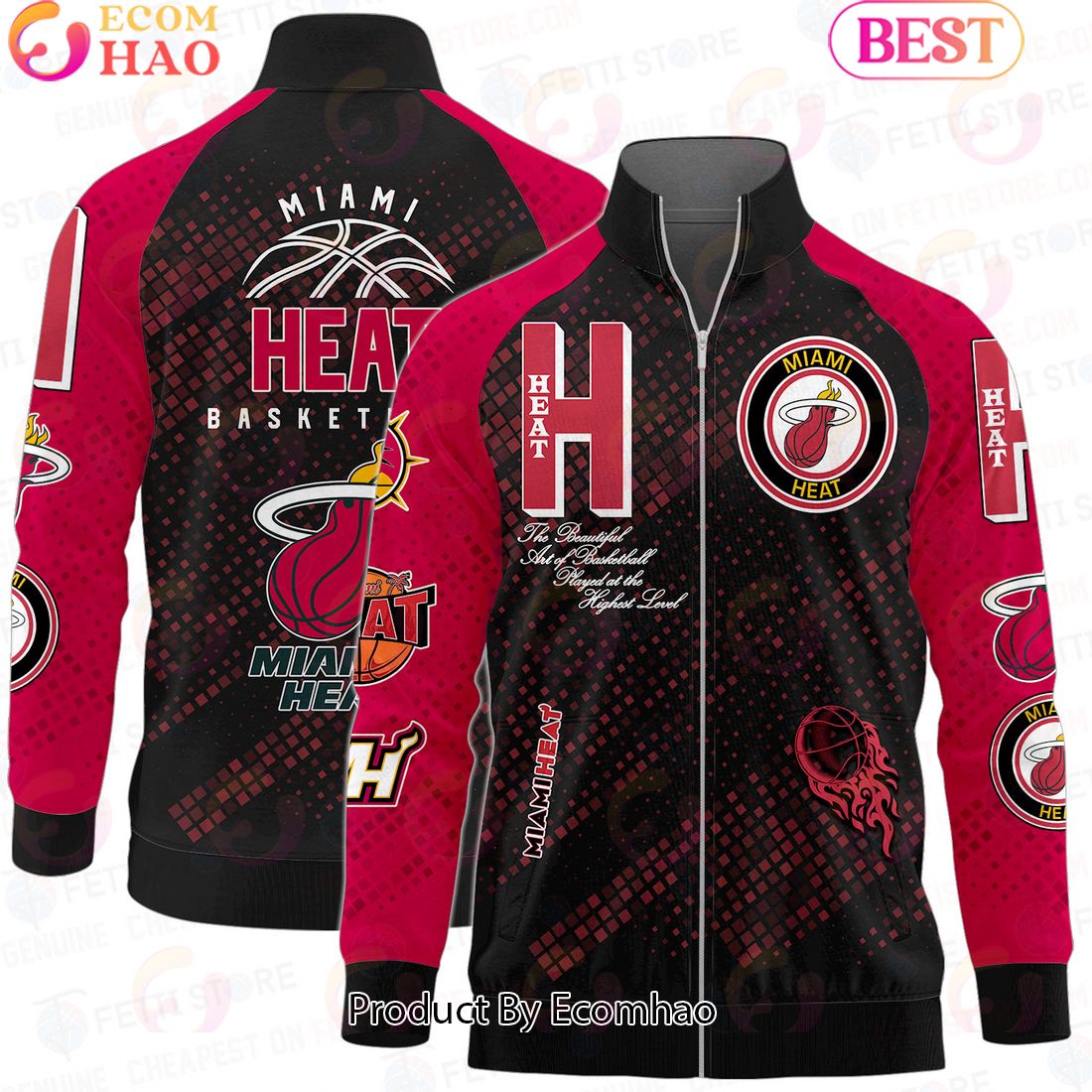 Miami Heat National Basketball Association Stand Collar Zipper Jacket