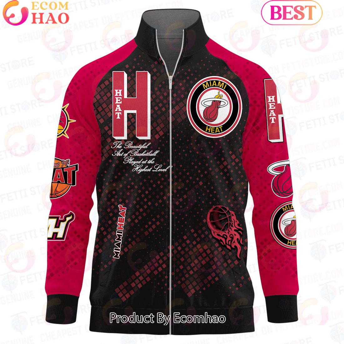 Miami Heat National Basketball Association Stand Collar Zipper Jacket