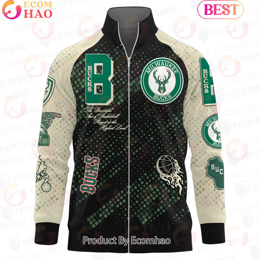 Milwaukee Bucks National Basketball Association Stand Collar Zipper Jacket