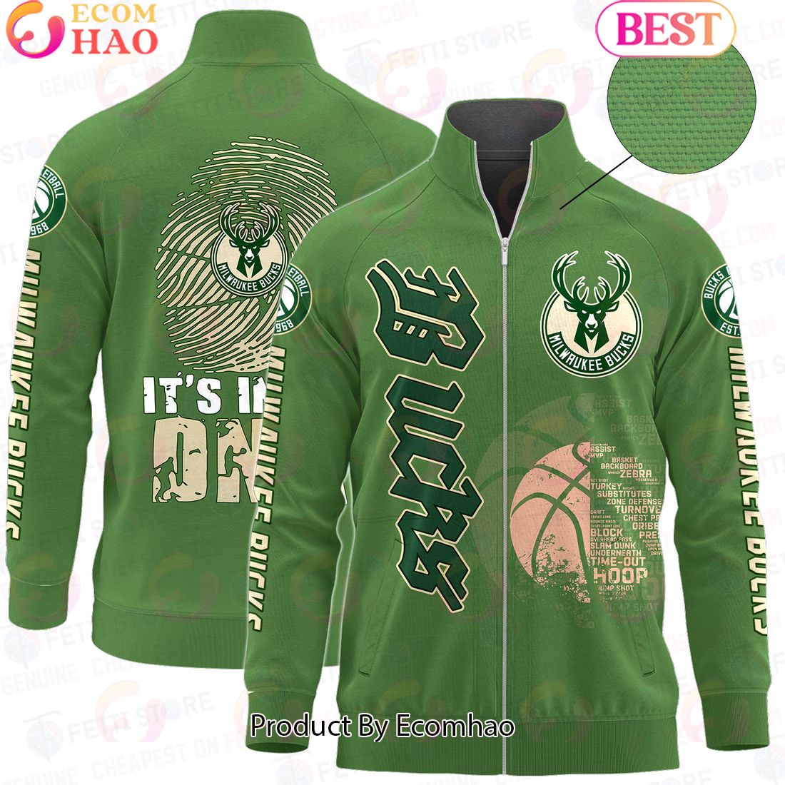 Miwaukee Bucks – NBA AOP Stand Collar Zipper Jacket