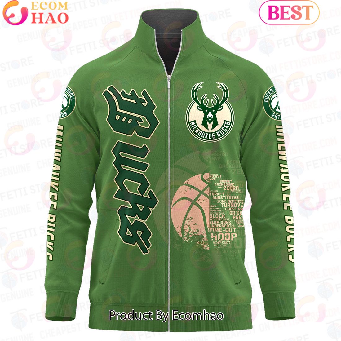 Miwaukee Bucks – NBA AOP Stand Collar Zipper Jacket