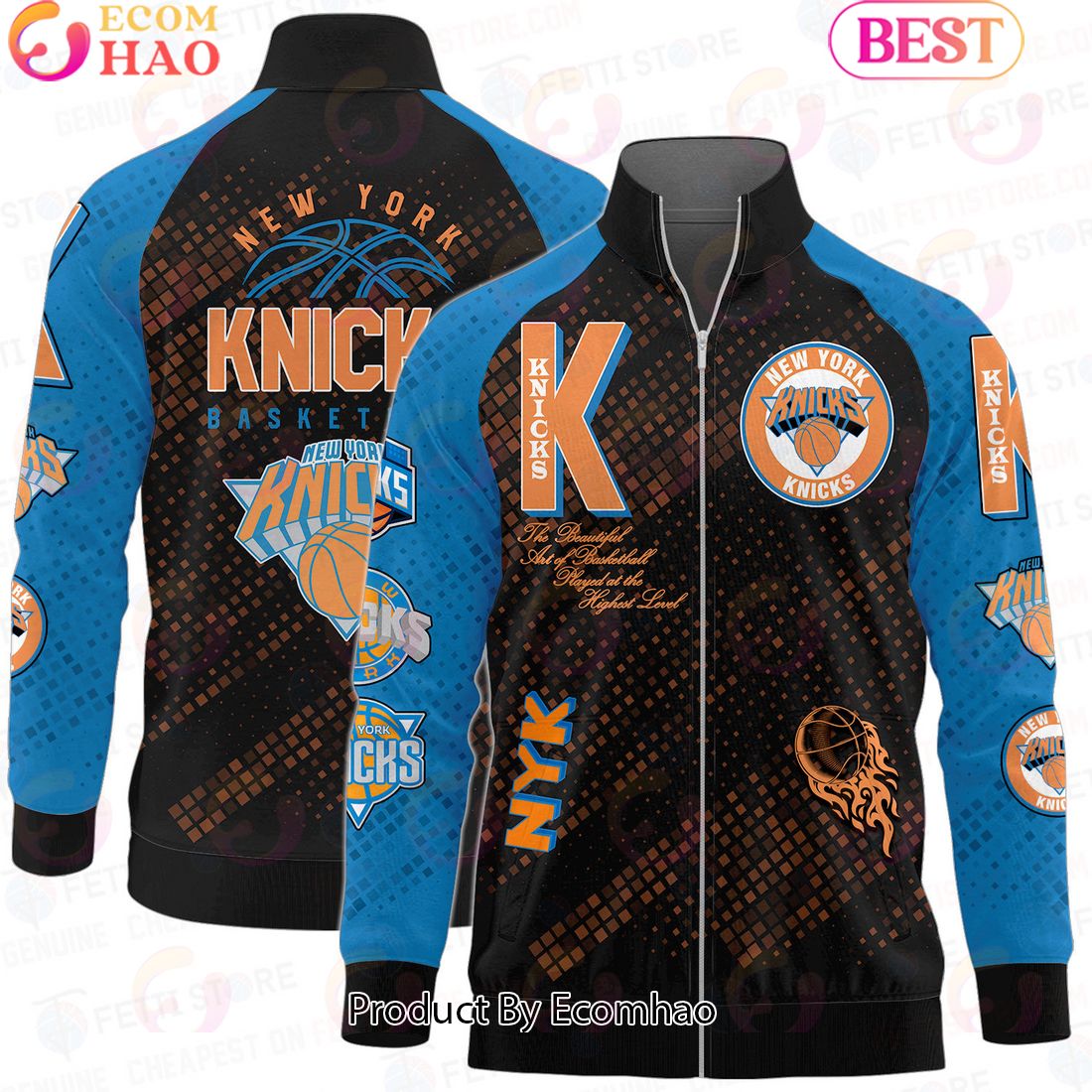 New York Knicks National Basketball Association Stand Collar Zipper Jacket