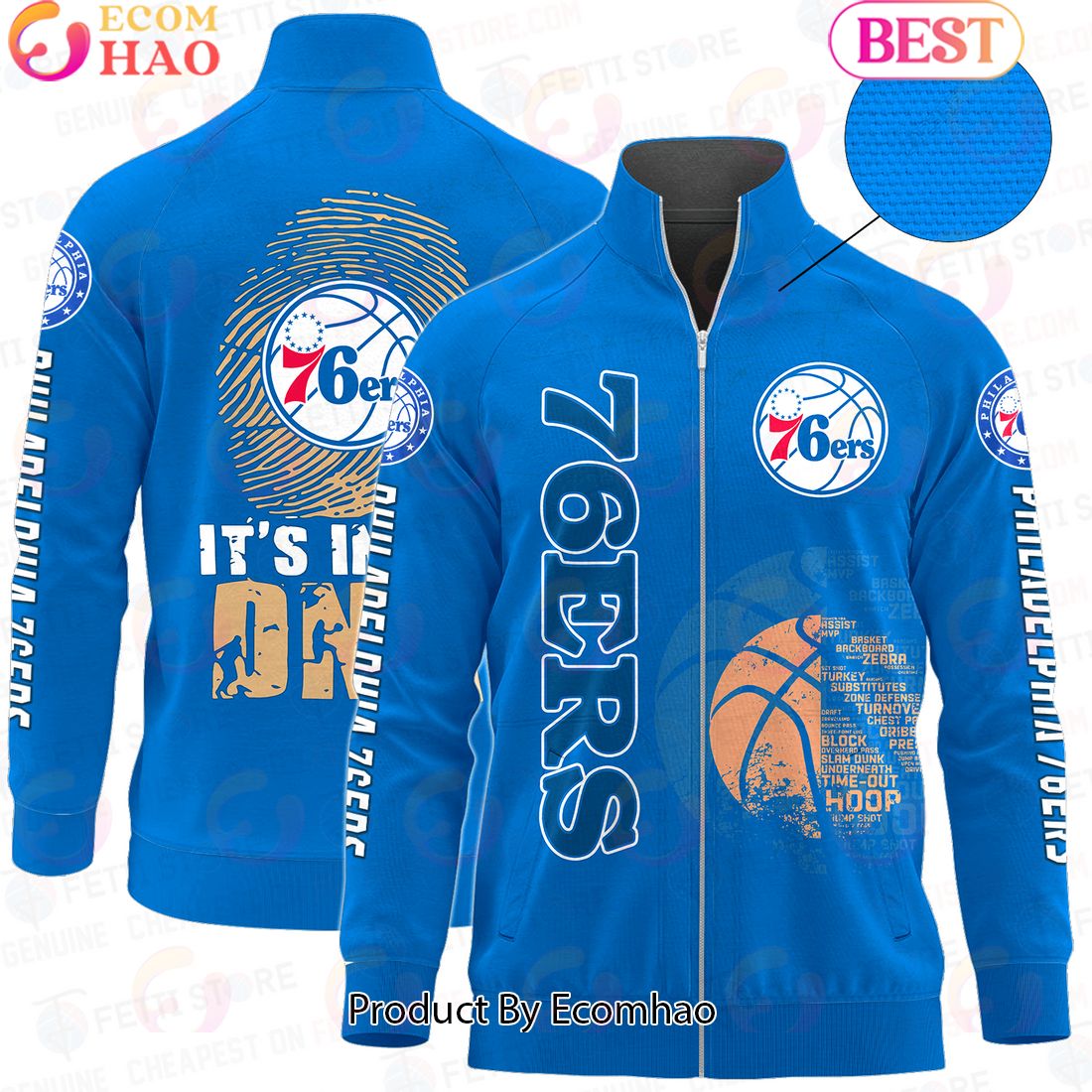 Philadelphia 76ers – NBA AOP Stand Collar Zipper Jacket