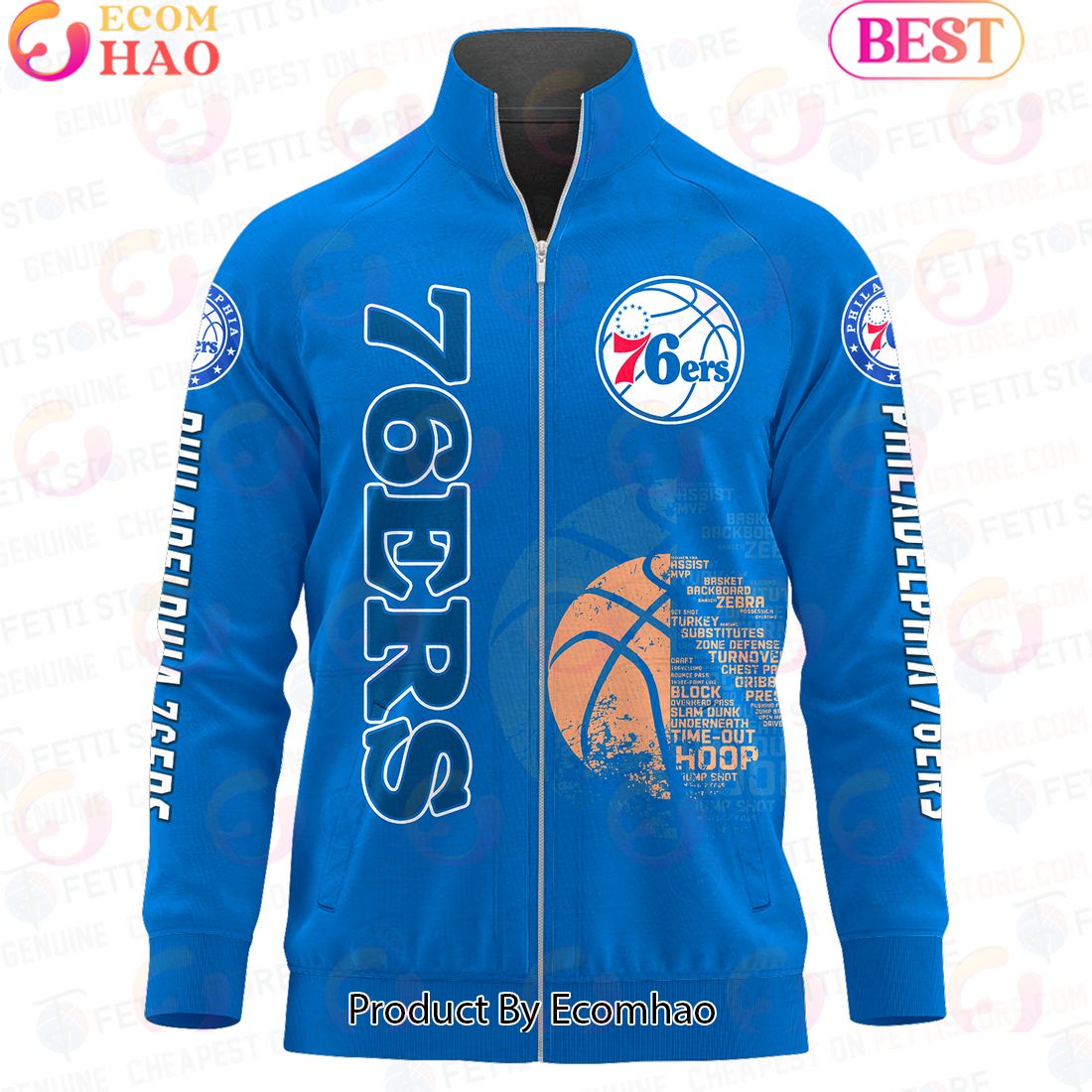 Philadelphia 76ers – NBA AOP Stand Collar Zipper Jacket