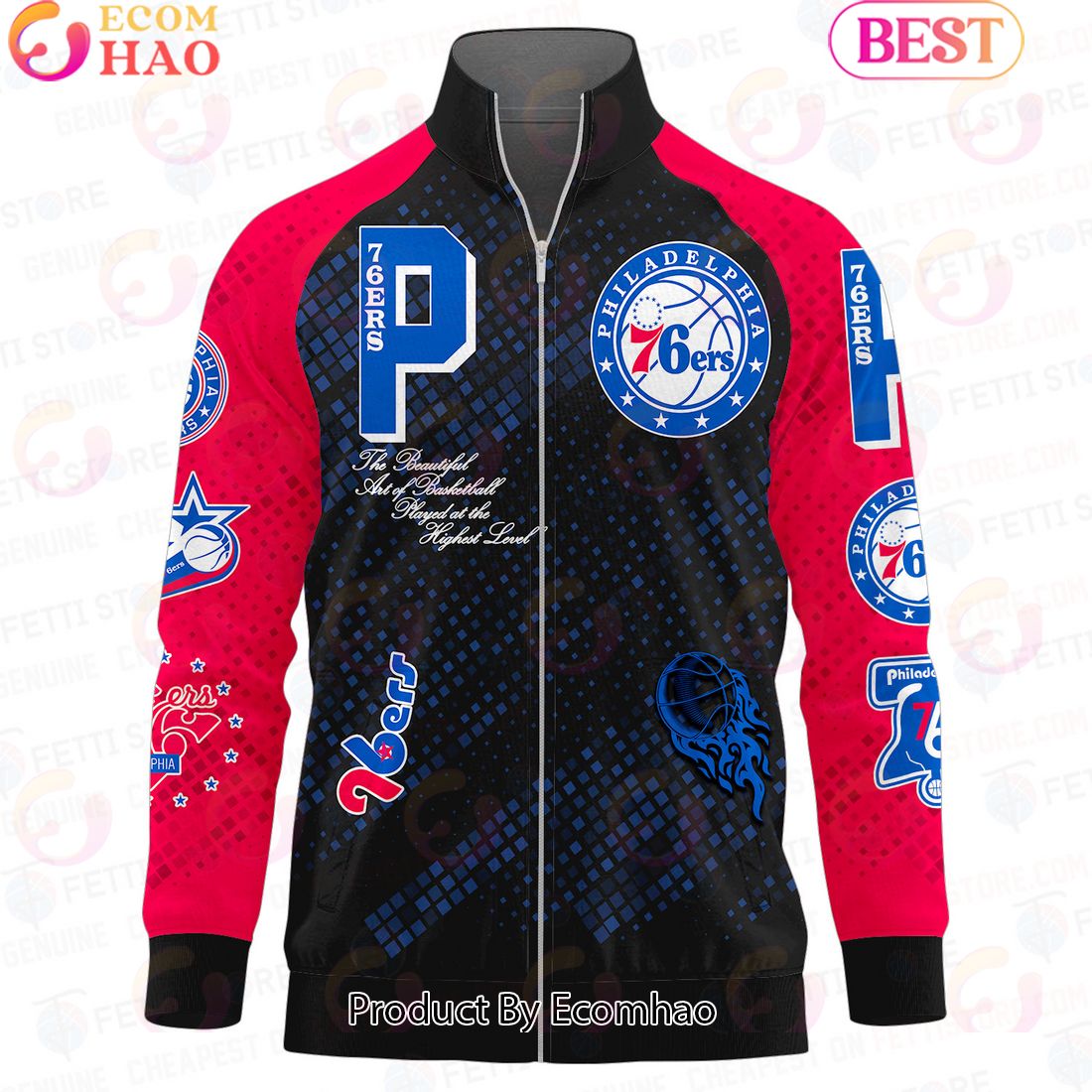 Philadelphia 76ers National Basketball Association Stand Collar Zipper Jacket