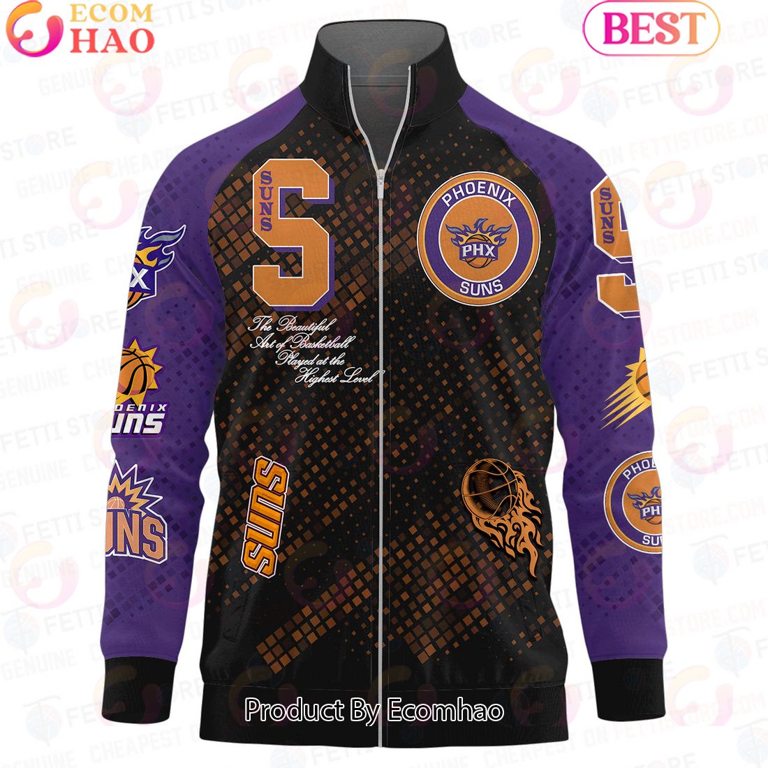 Phoenix Suns National Basketball Association Stand Collar Zipper Jacket