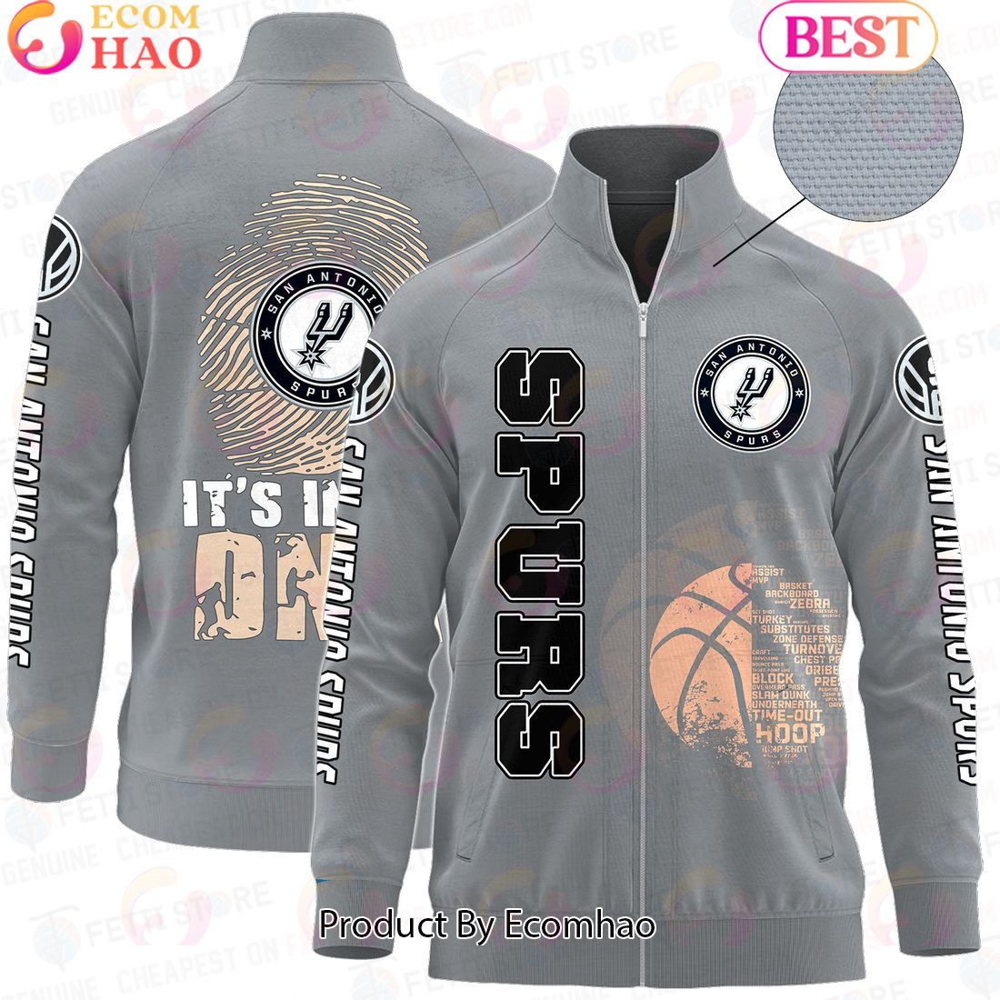 San Antonio Spurs – NBA AOP Stand Collar Zipper Jacket