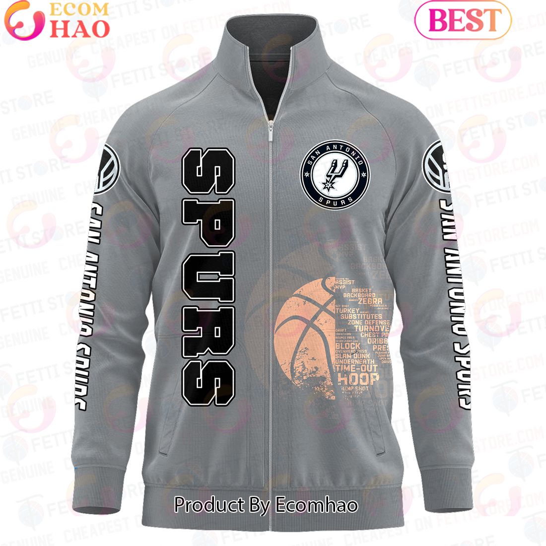 San Antonio Spurs – NBA AOP Stand Collar Zipper Jacket