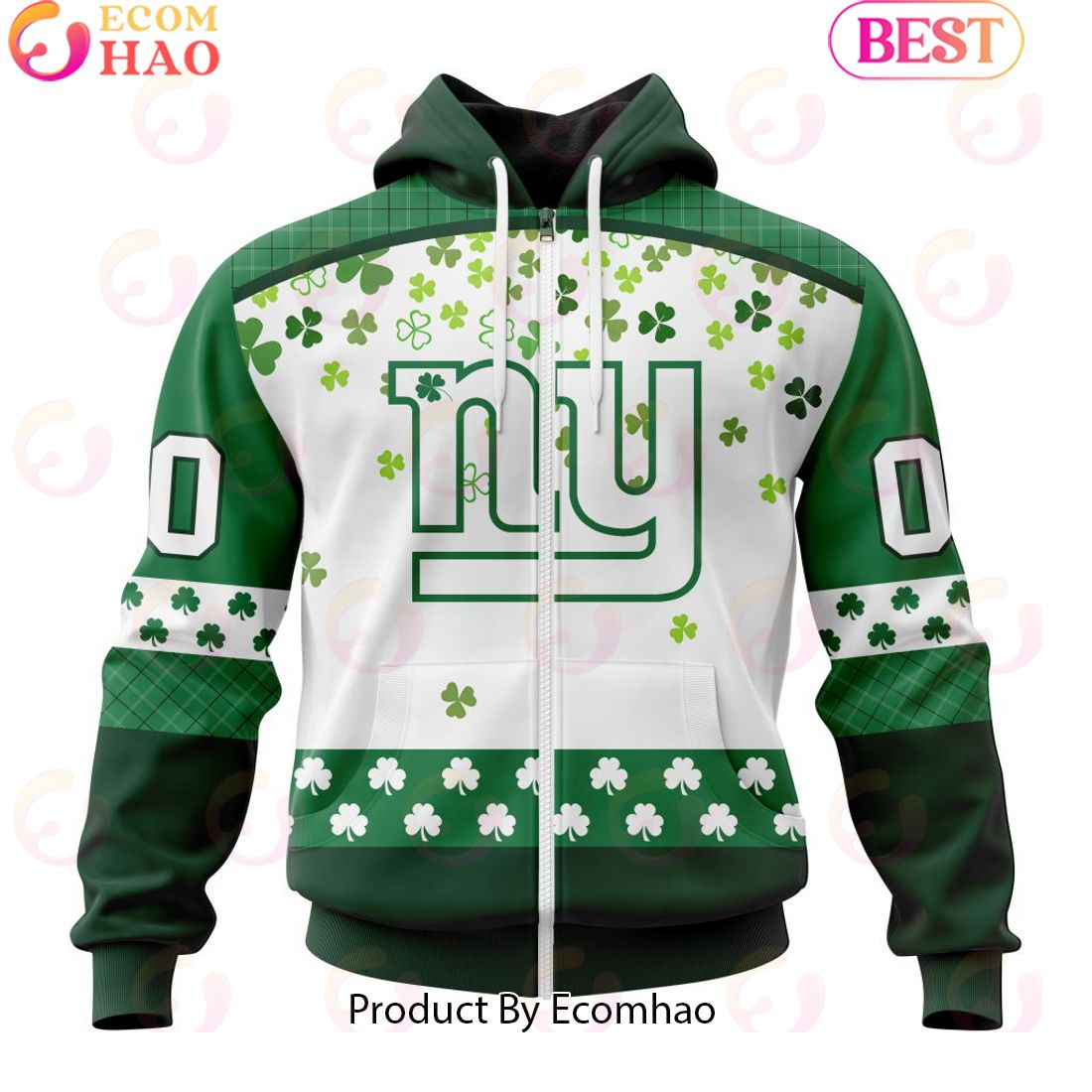 Customize NFL New York Giants Special Design For St. Patrick’s Day 3D Hoodie