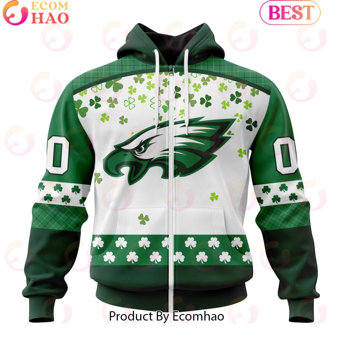 Customize NFL Philadelphia Eagles Special Design For St. Patrick’s Day 3D Hoodie