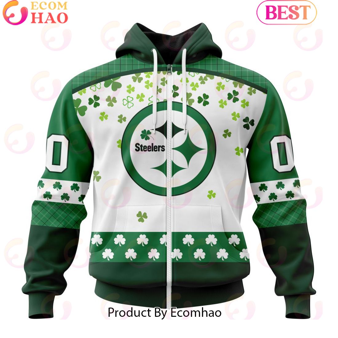 Customize NFL Pittsburgh Steelers Special Design For St. Patrick’s Day 3D Hoodie