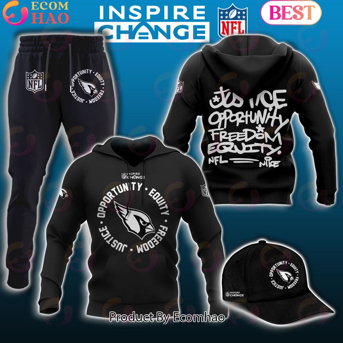 Arizona Cardinals NFL Inspire Change Hoodie Longpants Cap Set