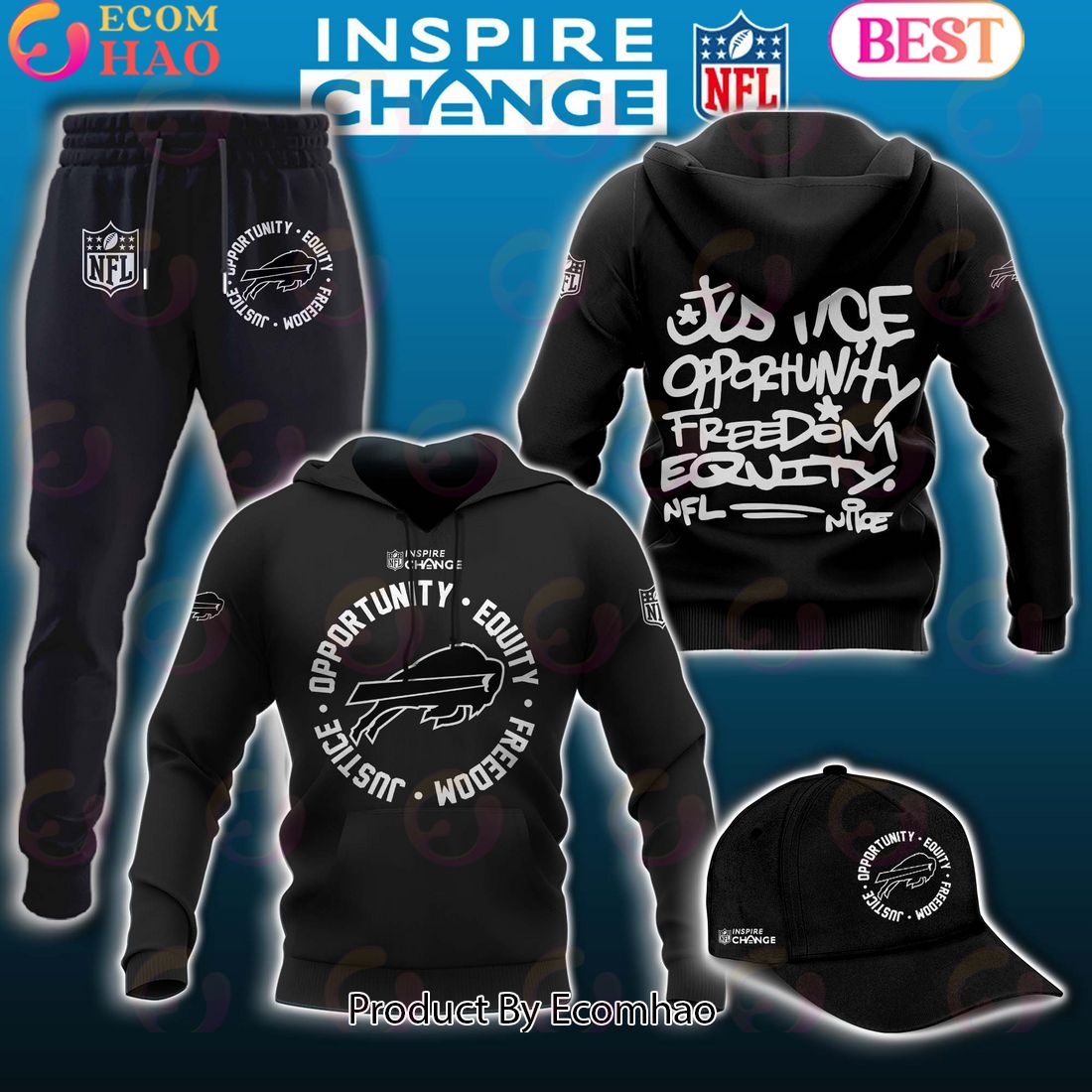 Buffalo Bills NFL Inspire Change Hoodie Longpants Cap Set