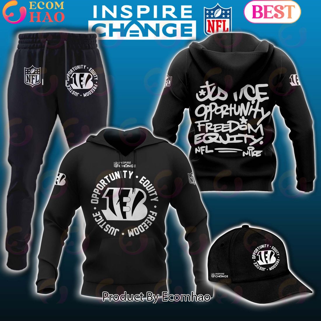 Cincinnati Bengals NFL Inspire Change Hoodie Longpants Cap Set