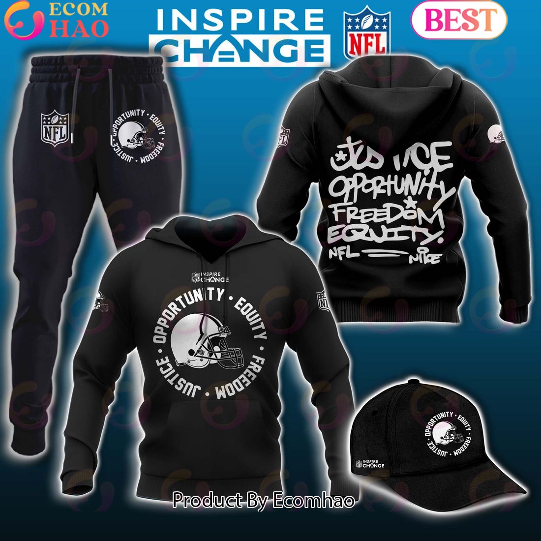 Cleveland Browns NFL Inspire Change Hoodie Longpants Cap Set