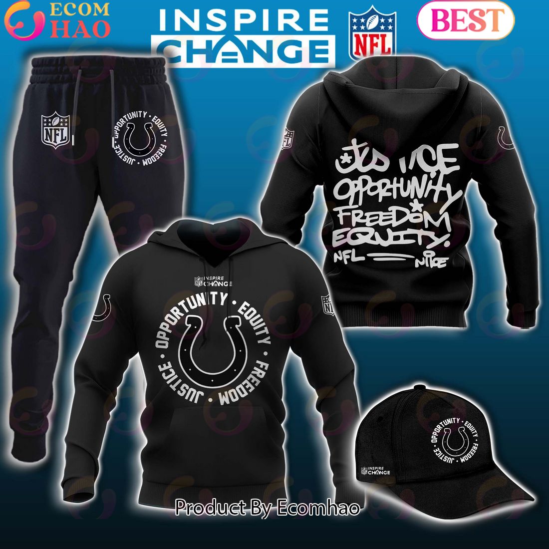 Indianapolis Colts NFL Inspire Change Hoodie Longpants Cap Set