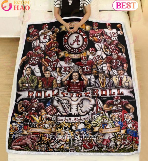 NCAA Alabama Crimson Tide Tribute, Football History Legend Blanket
