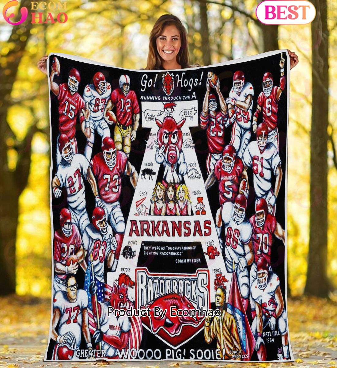 NCAA Arkansas Razorbacks Tribute, Football History Legend Blanket